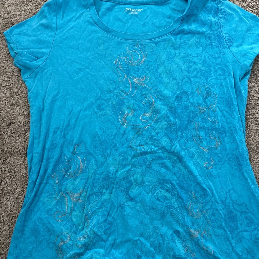 St. John's Bay Blue Relaxed Short Sleeve T-Shirt